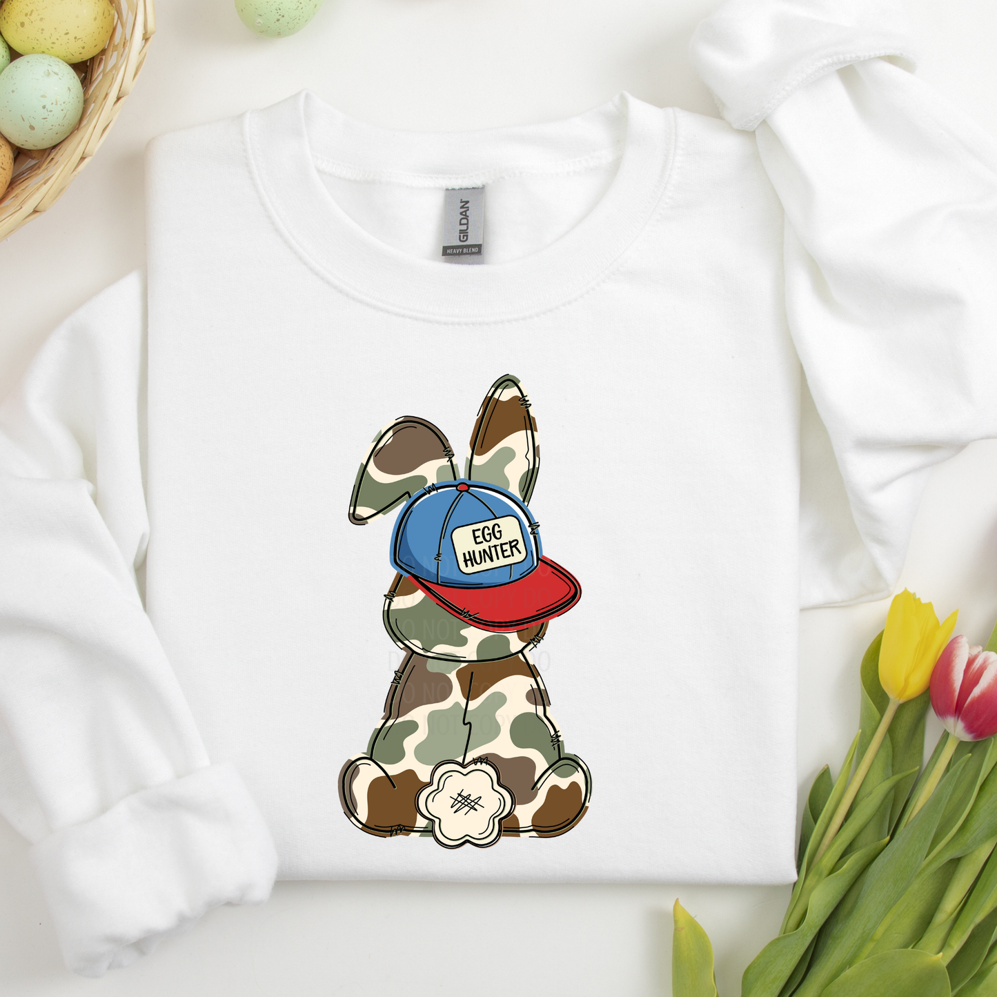 Camo Bunny Backwards Hat DTF Transfer