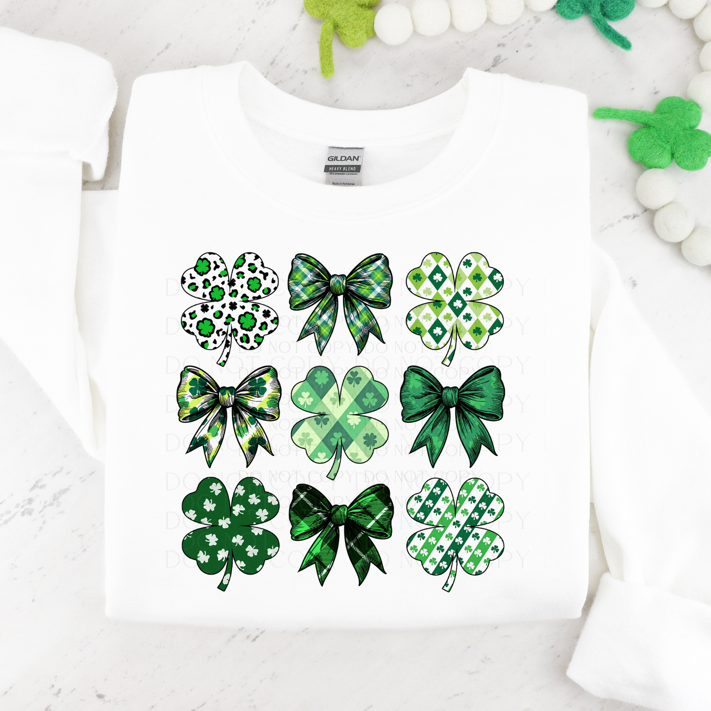 Clover Bow Grid St Patrick's Day DTF Transfer