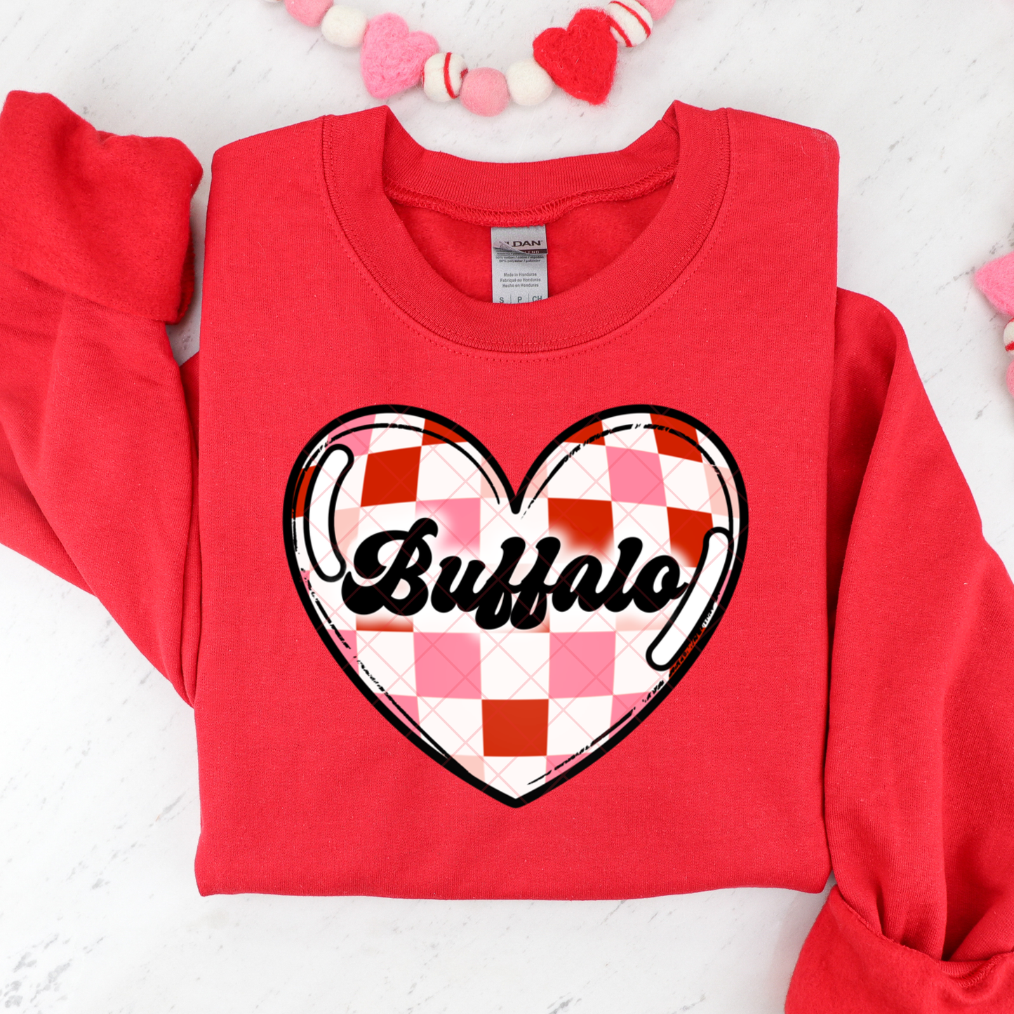 Buffalo Checkered Heart DTF Transfer