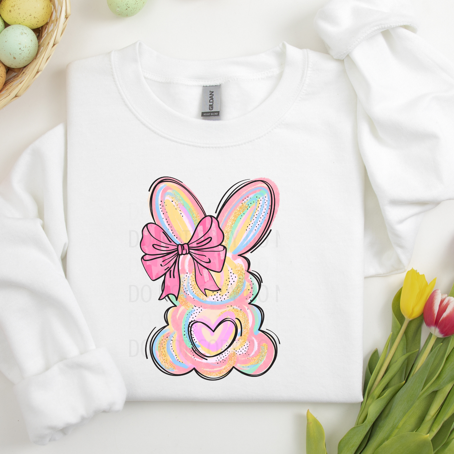 Pastel Bunny with Bow DTF Transfer