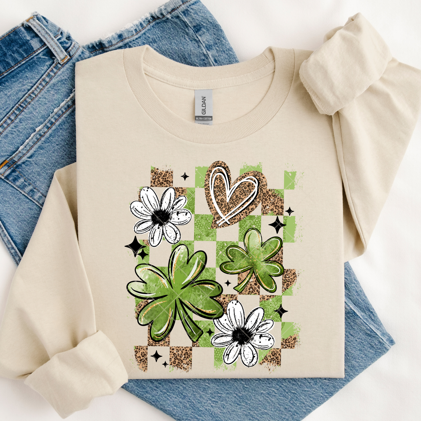 Checkered Shamrock DTF Transfer