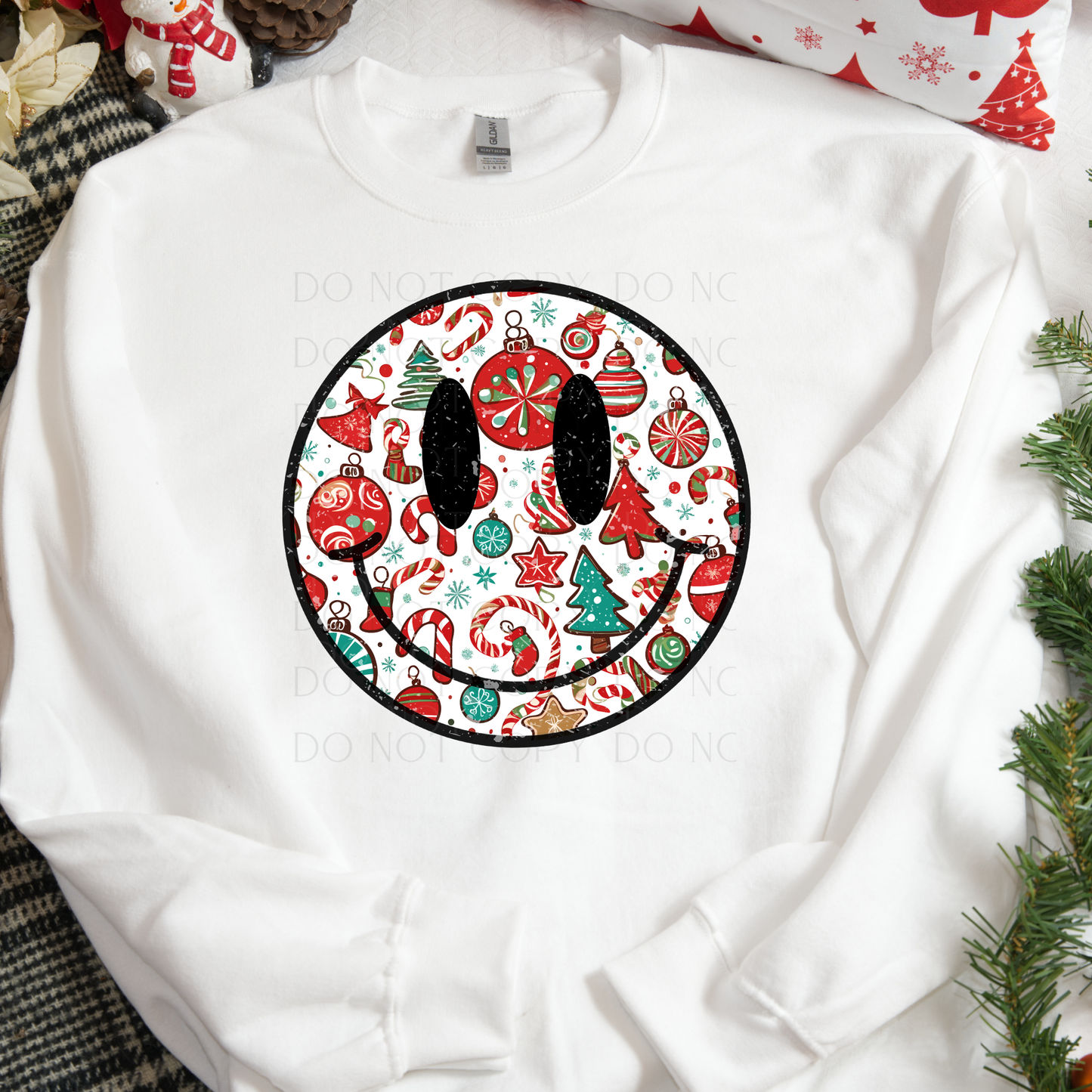 Christmas Smiley Face DTF Transfer