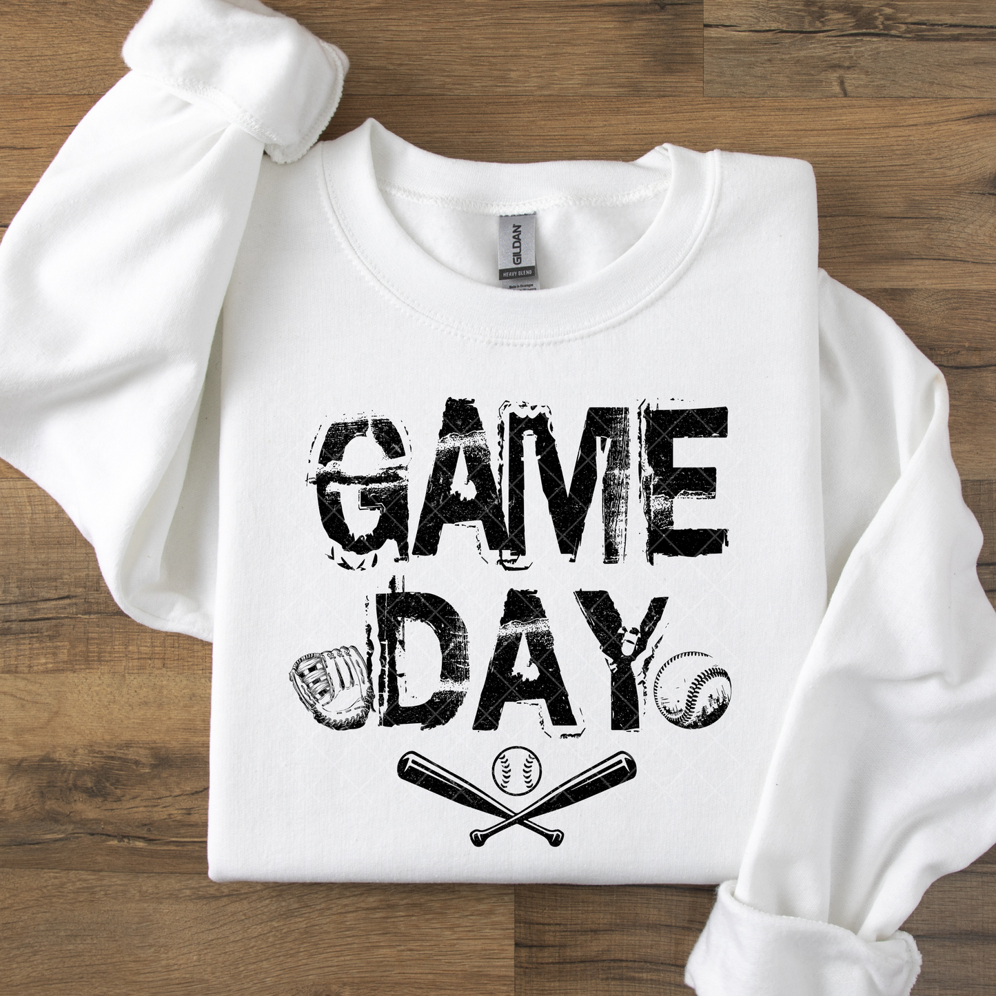 Game Day Baseball Black Distressed DTF Transfer