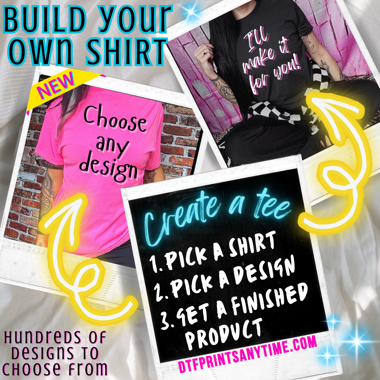 Finished Sweatshirt, Build a Tee, Create Your Own Shirt, Crewneck Pressed For You, Custom