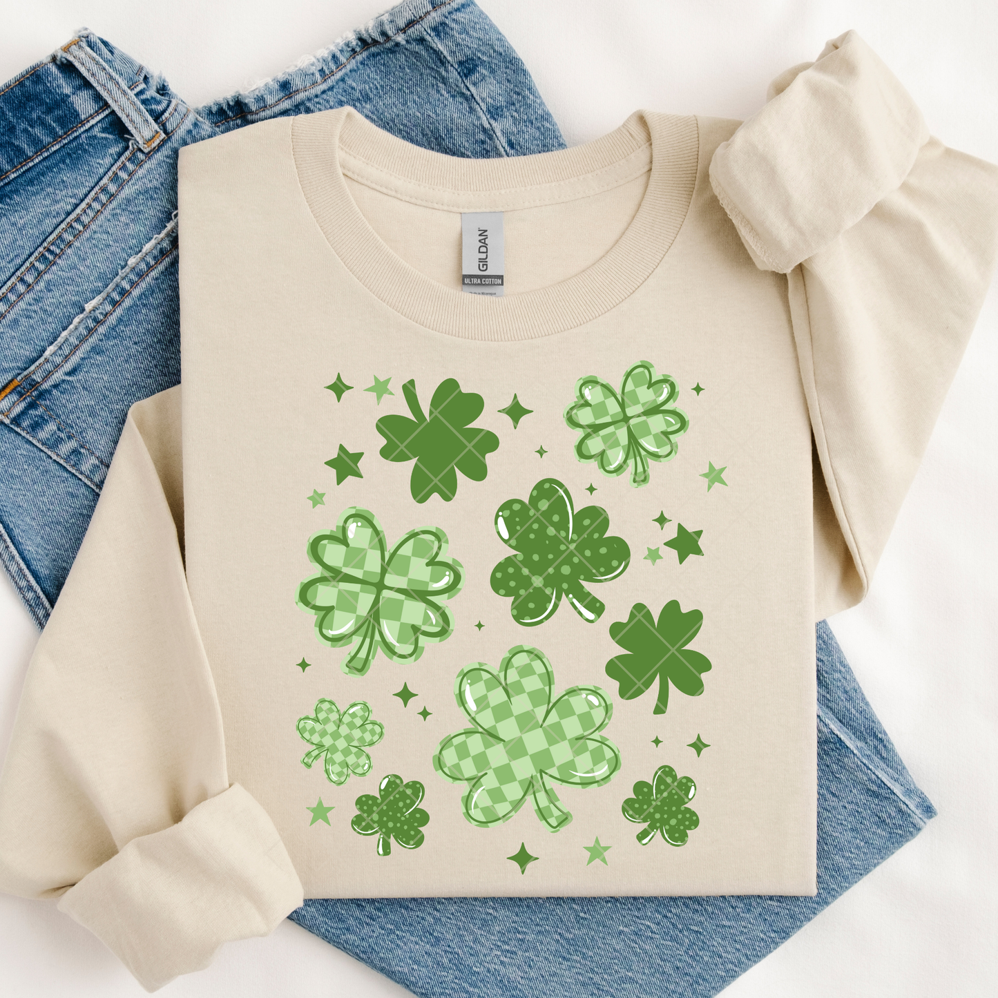 Patterned Shamrocks DTF Transfer