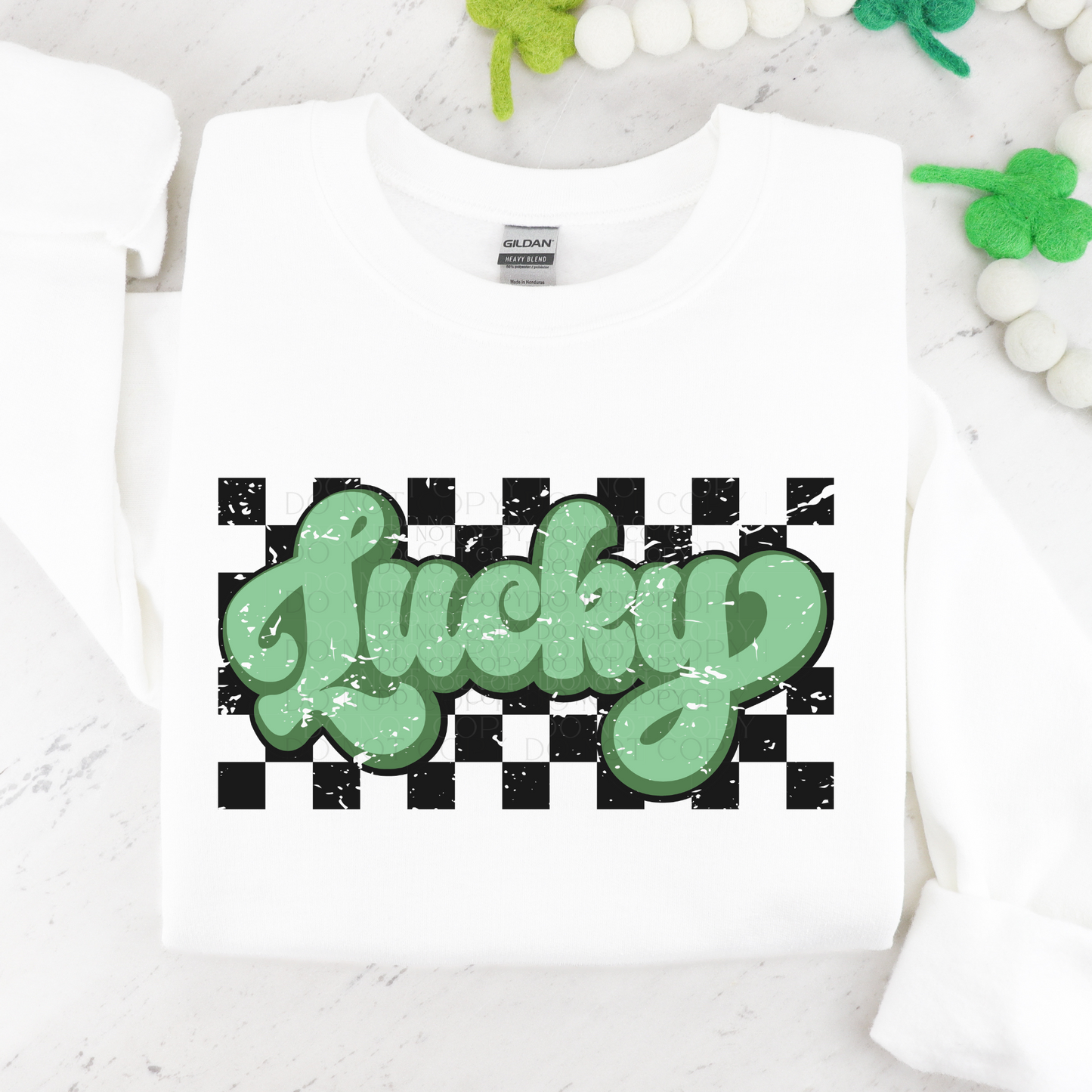 Lucky Grunge Distressed Checkered DTF Transfer