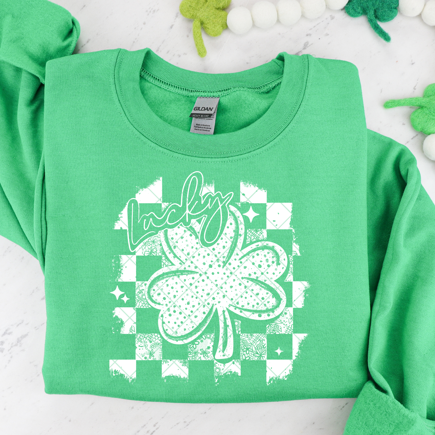 Checkered Lucky Shamrock DTF Transfer