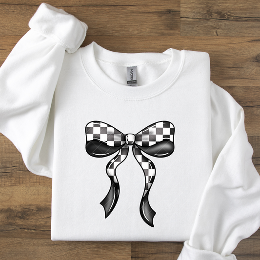 Black and White Checkered Bow DTF Transfer