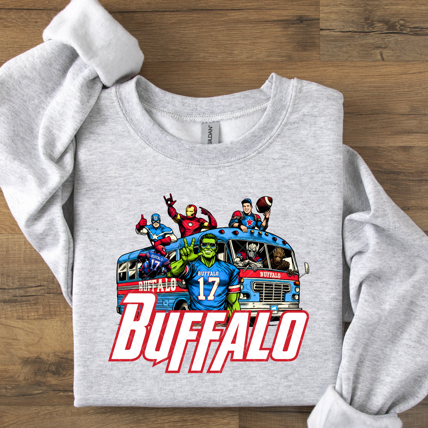 Superhero Buffalo Football Bus DTF Transfer