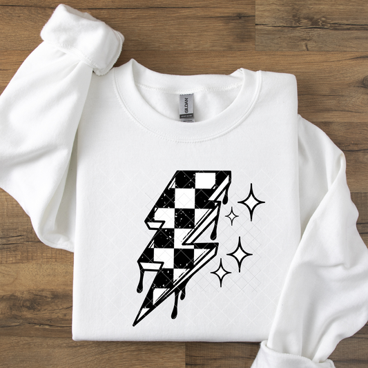 Checkered Lightning Bolt DTF Transfer