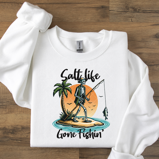 Salt Life Gone Fishin' Skeleton DTF Transfer