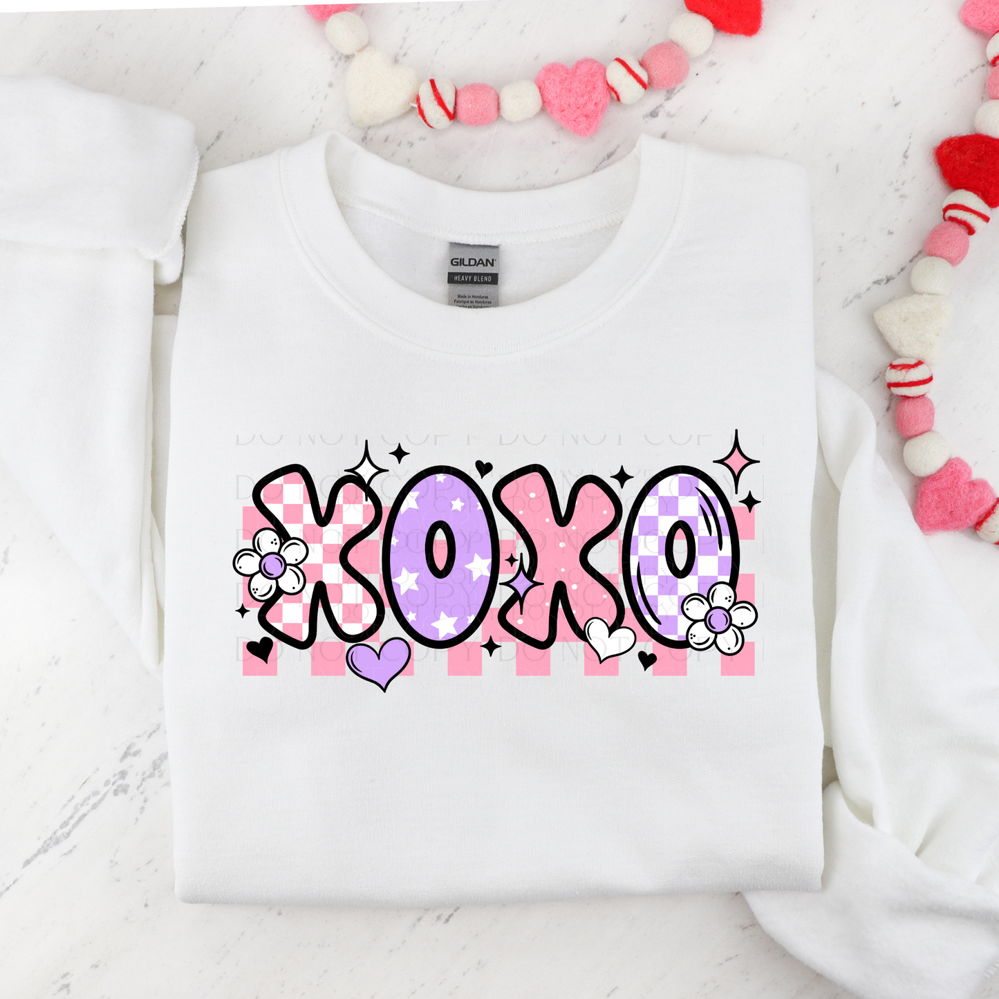 Pastel Purple Pink XOXO Valentine DTF Transfer