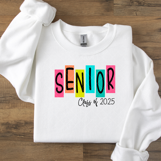 Senior Class of 2025 Colorful Block Letters DTF Transfer