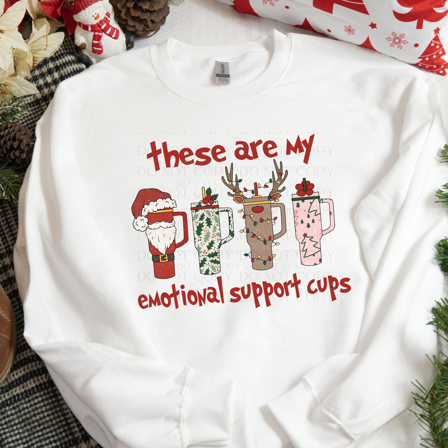 Emotional Support Cups Christmas DTF Transfer