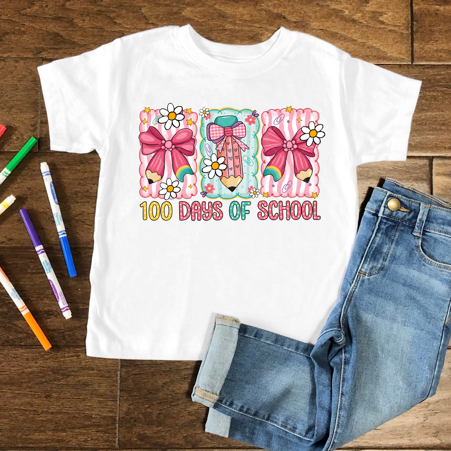 Cute Pastel 100 Days of School DTF Transfer