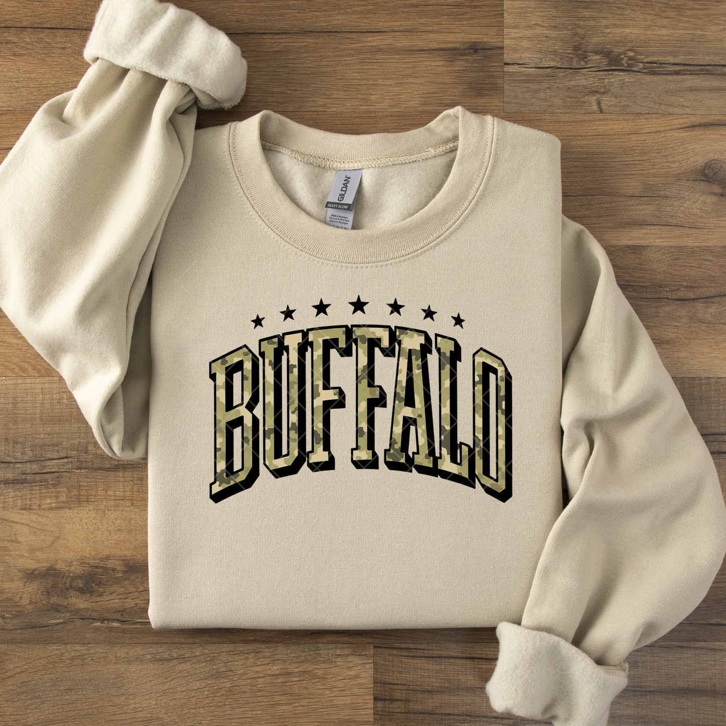 Camo Buffalo Stars DTF Transfer