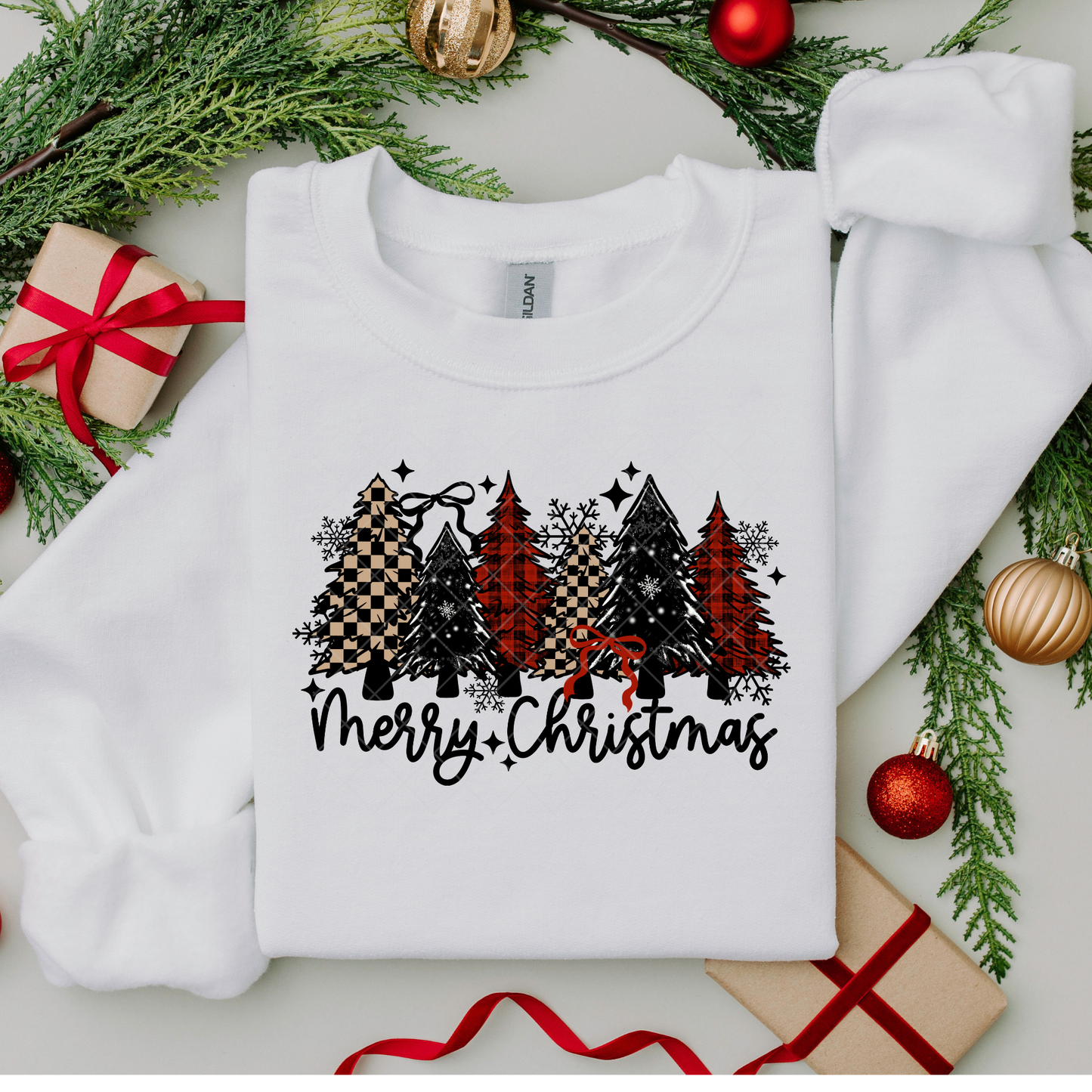 Patterned Christmas Trees DTF Transfer