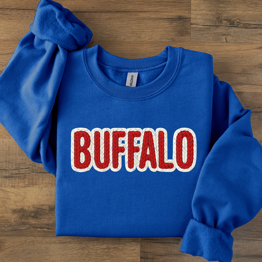 Red Buffalo Faux Yarn Crochet DTF Transfer