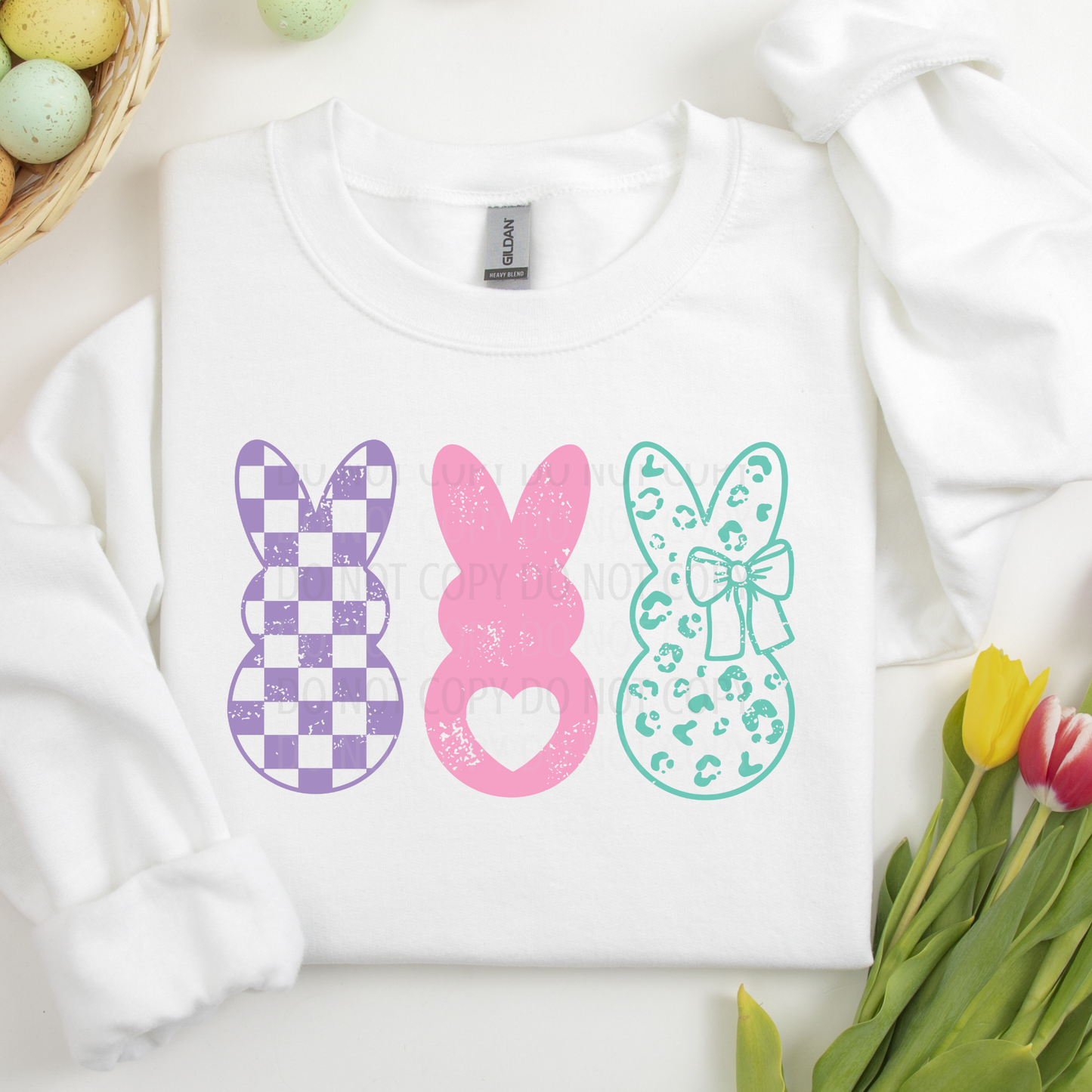 Three Bunnies Easter DTF Transfer