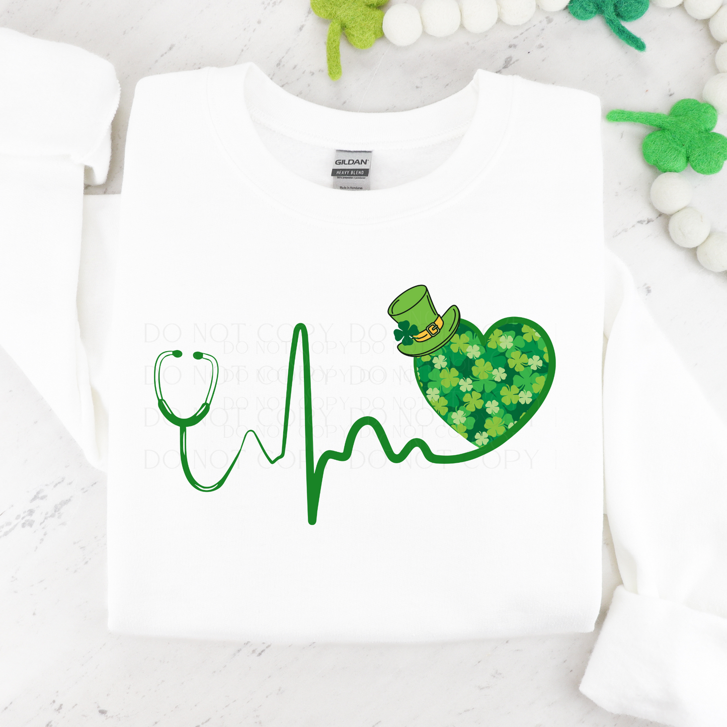 St Patrick's Day Nurse Heartbeat Stethoscope DTF Transfer