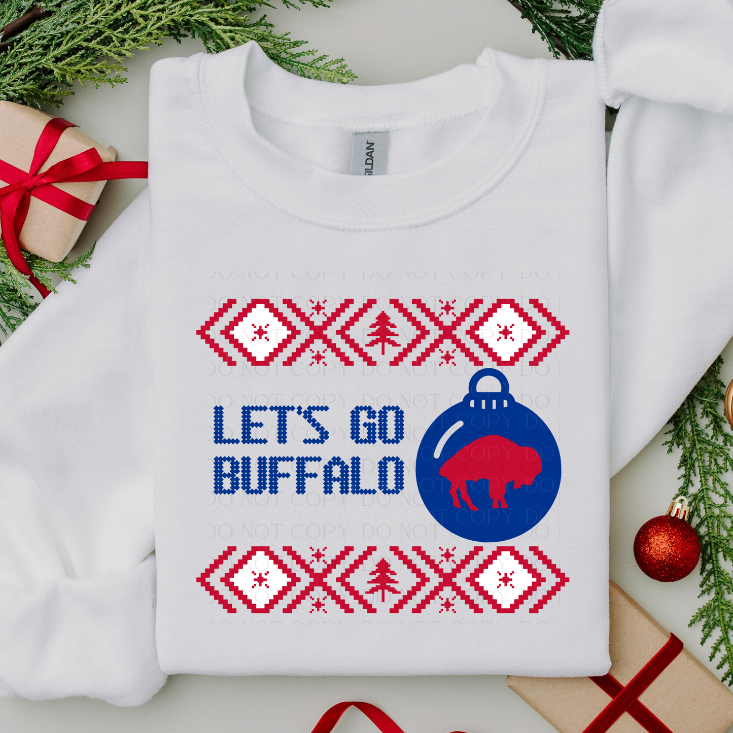 Lets Go Buffalo Christmas DTF Transfer