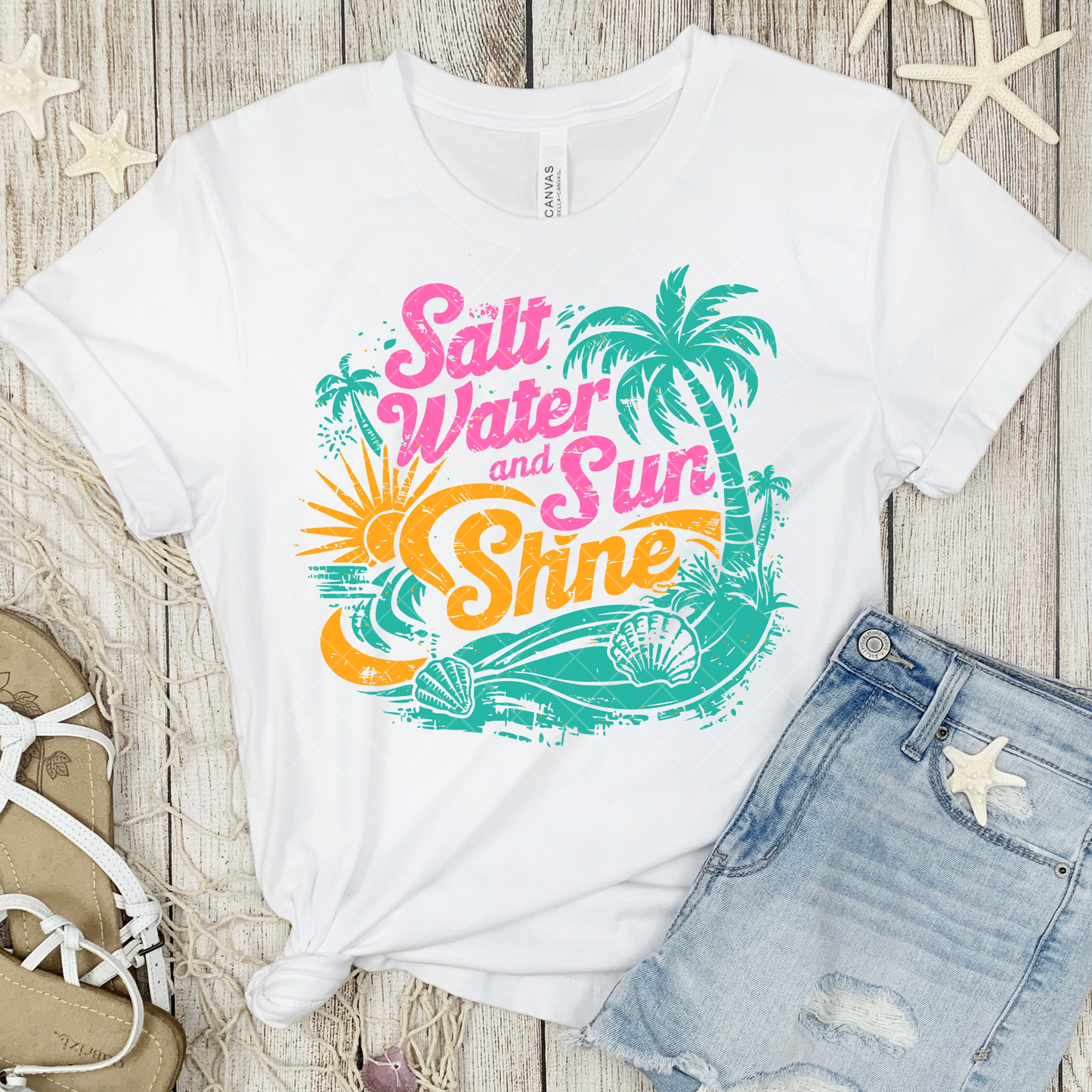 Saltwater and Sunshine Regular and Neon Text DTF Transfer