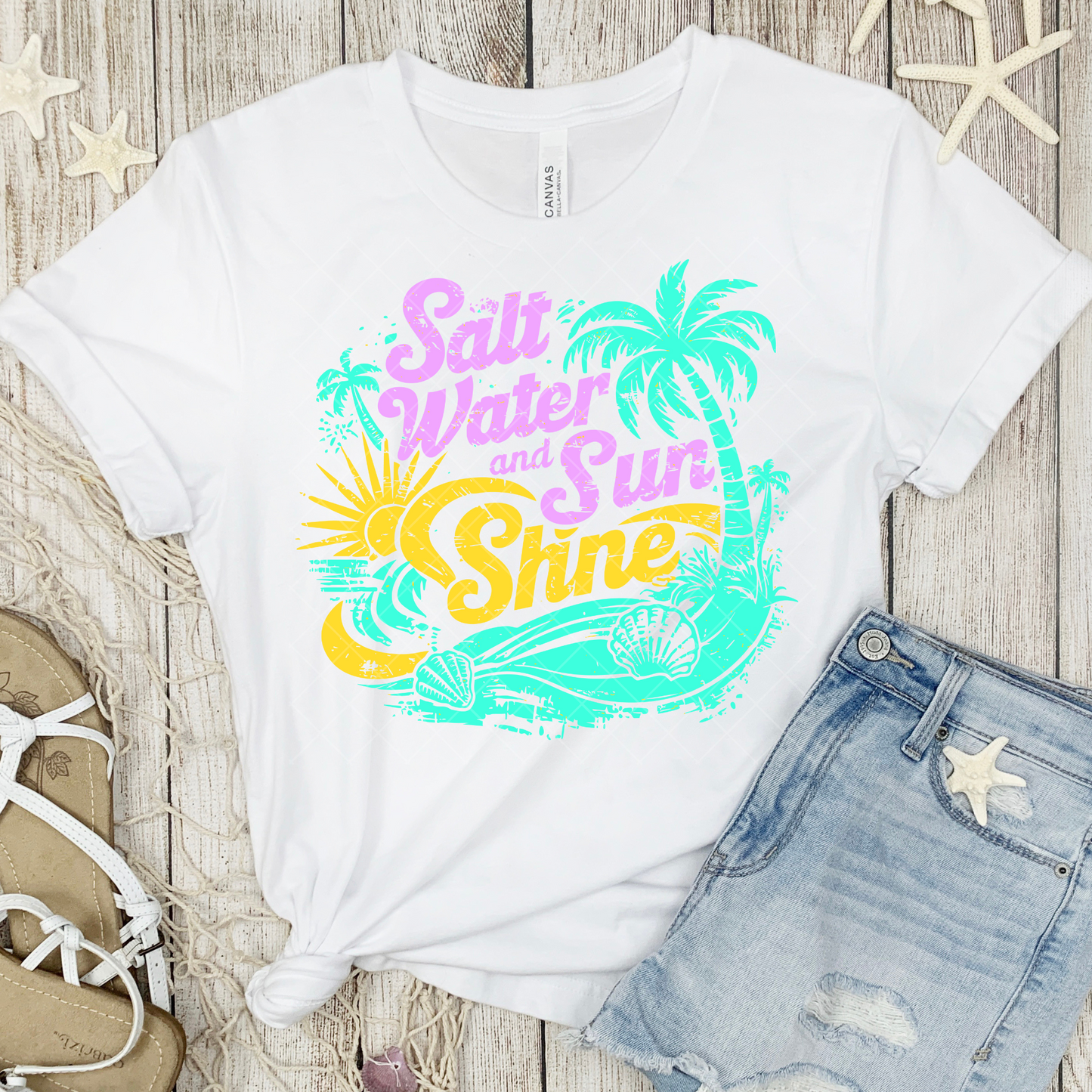 Saltwater and Sunshine Regular and Neon Text DTF Transfer