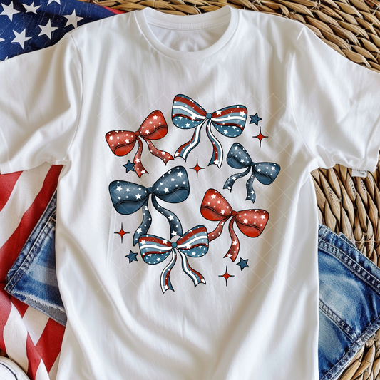 American, Red, White, and Blue Bows DTF Transfer