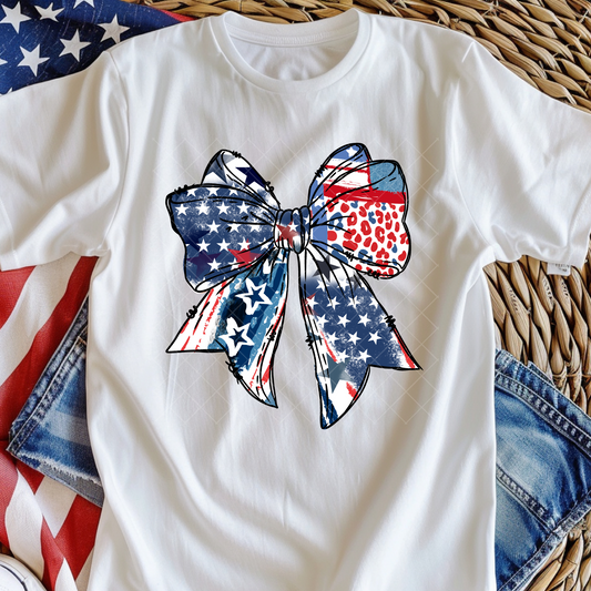 Red, White, and Blue America Bow DTF Transfer