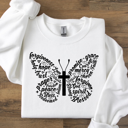 Christian Butterfly with Cross DTF Transfer