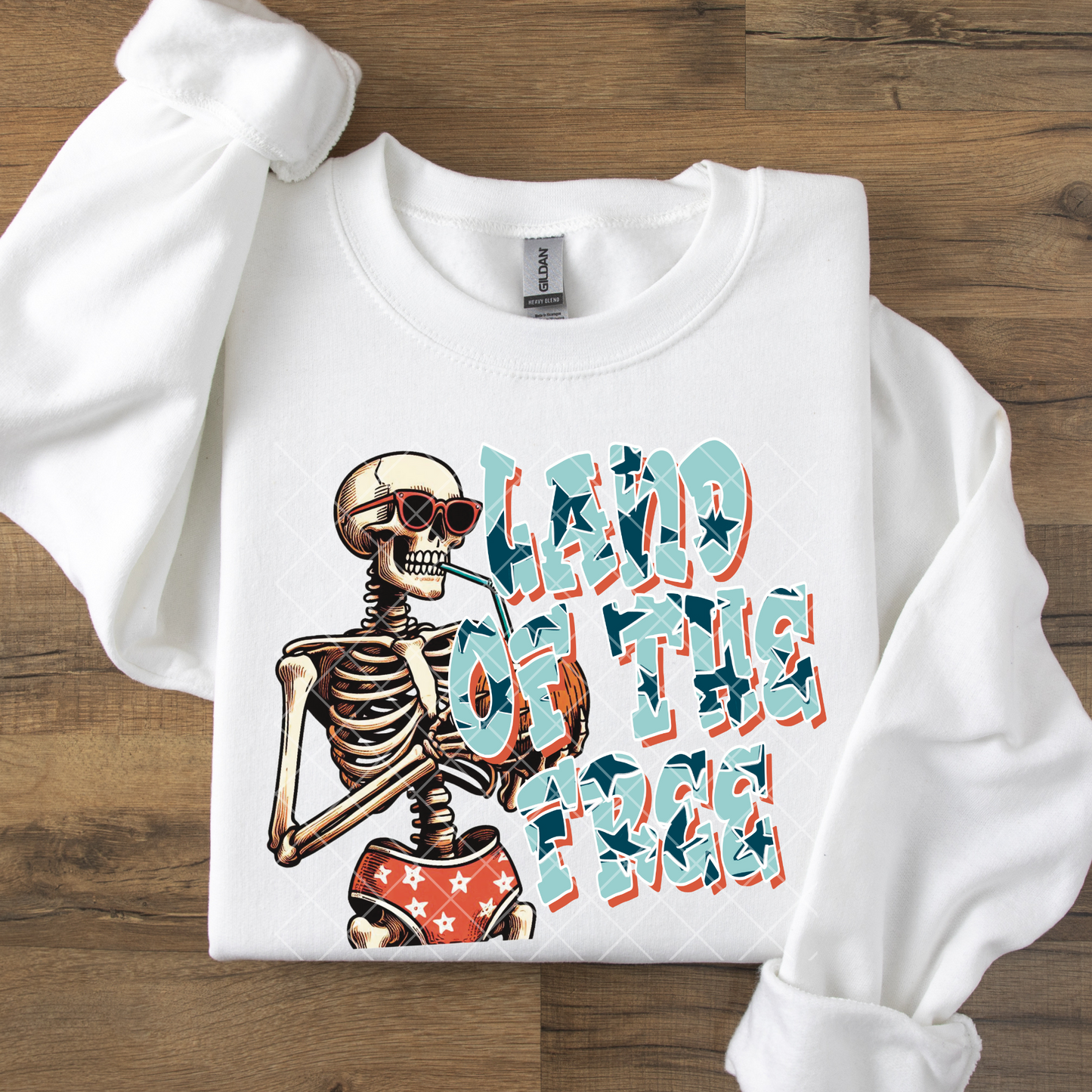 Skeleton Land of the Free DTF Transfer