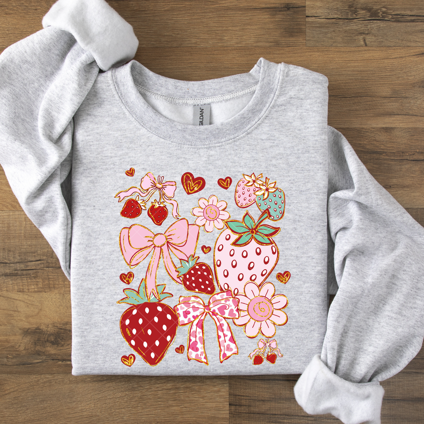 Cute Pink Strawberries and Bows DTF Transfer