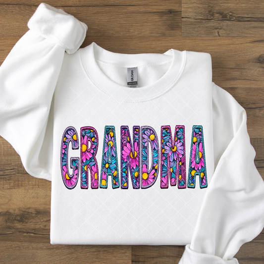Grandma Blue and Purple Floral DTF Transfer