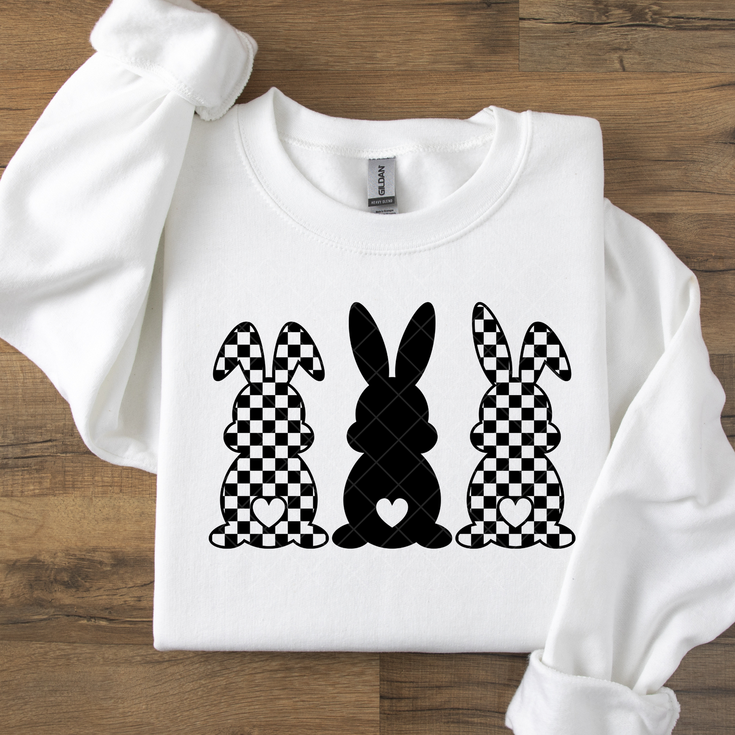 Triple Checkered Bunny Embroidered-look DTF Transfer