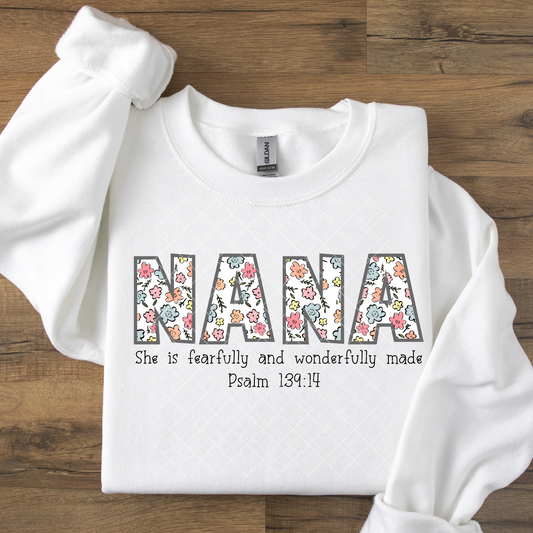 Nana Pastel Christian Floral DTF Transfer