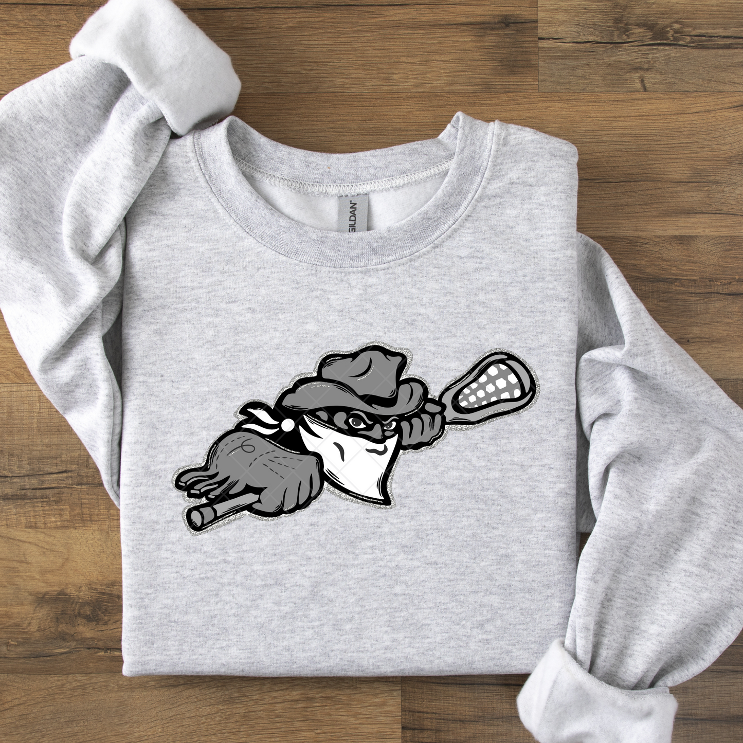 Monochrome Bandit Faux Glitter Outline Buffalo LAX DTF Transfer