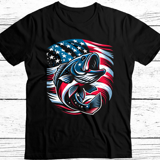 Patriotic Fish American Flag DTF Transfer