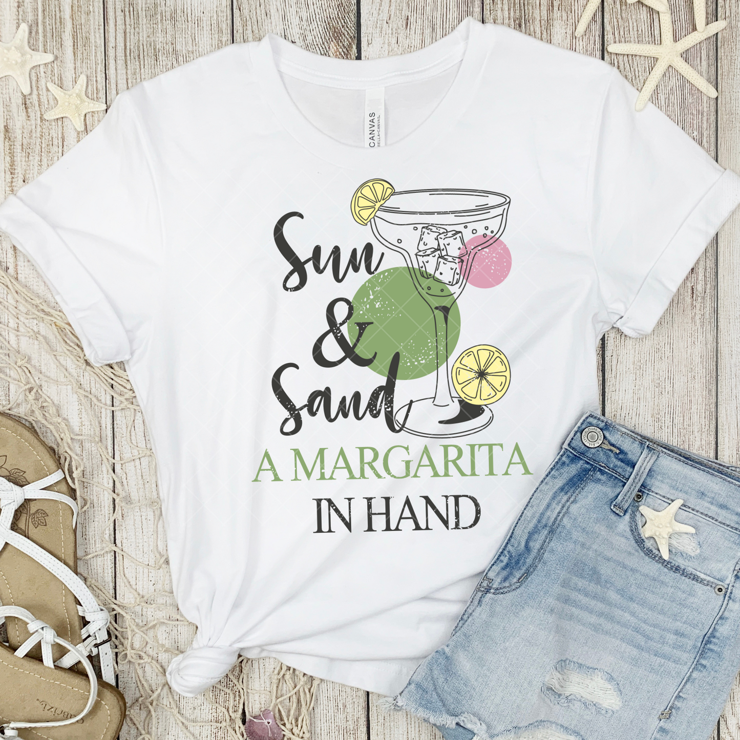 Sun and Sand and a Margarita in Hand DTF Transfer