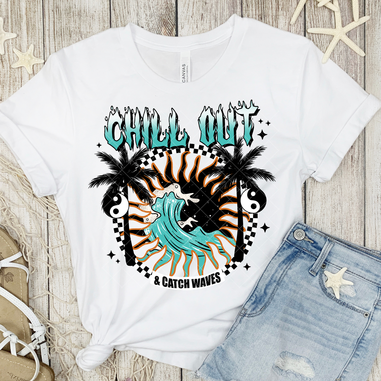 Chill Out and Catch Waves DTF Transfer