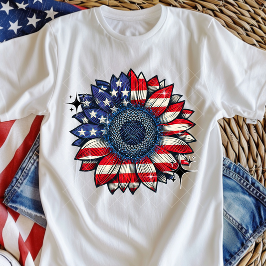 Patriotic Sunflower DTF Transfer