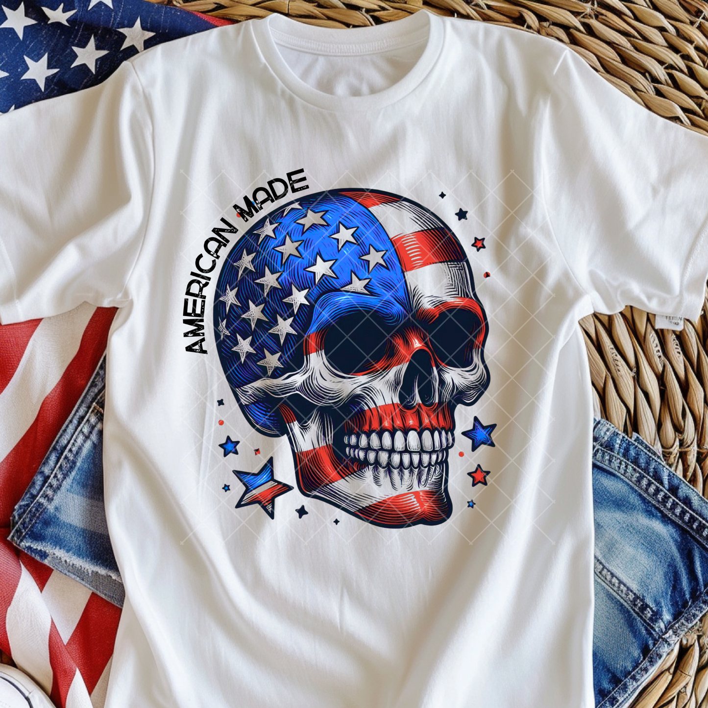 Patriotic Skull DTF Transfer