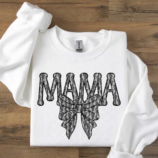 Mama Black and Grey Bow Design DTF Transfer