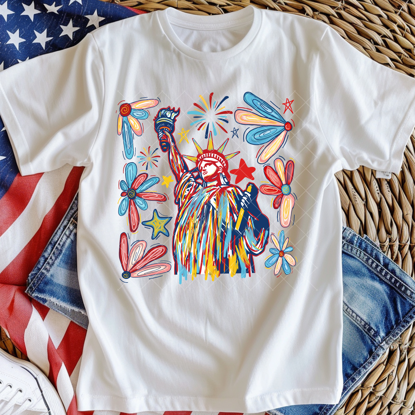 USA Statue of Liberty Abstract DTF Transfer