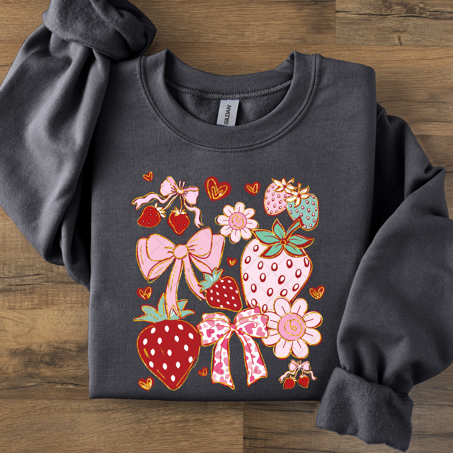 Cute Pink Strawberries and Bows DTF Transfer