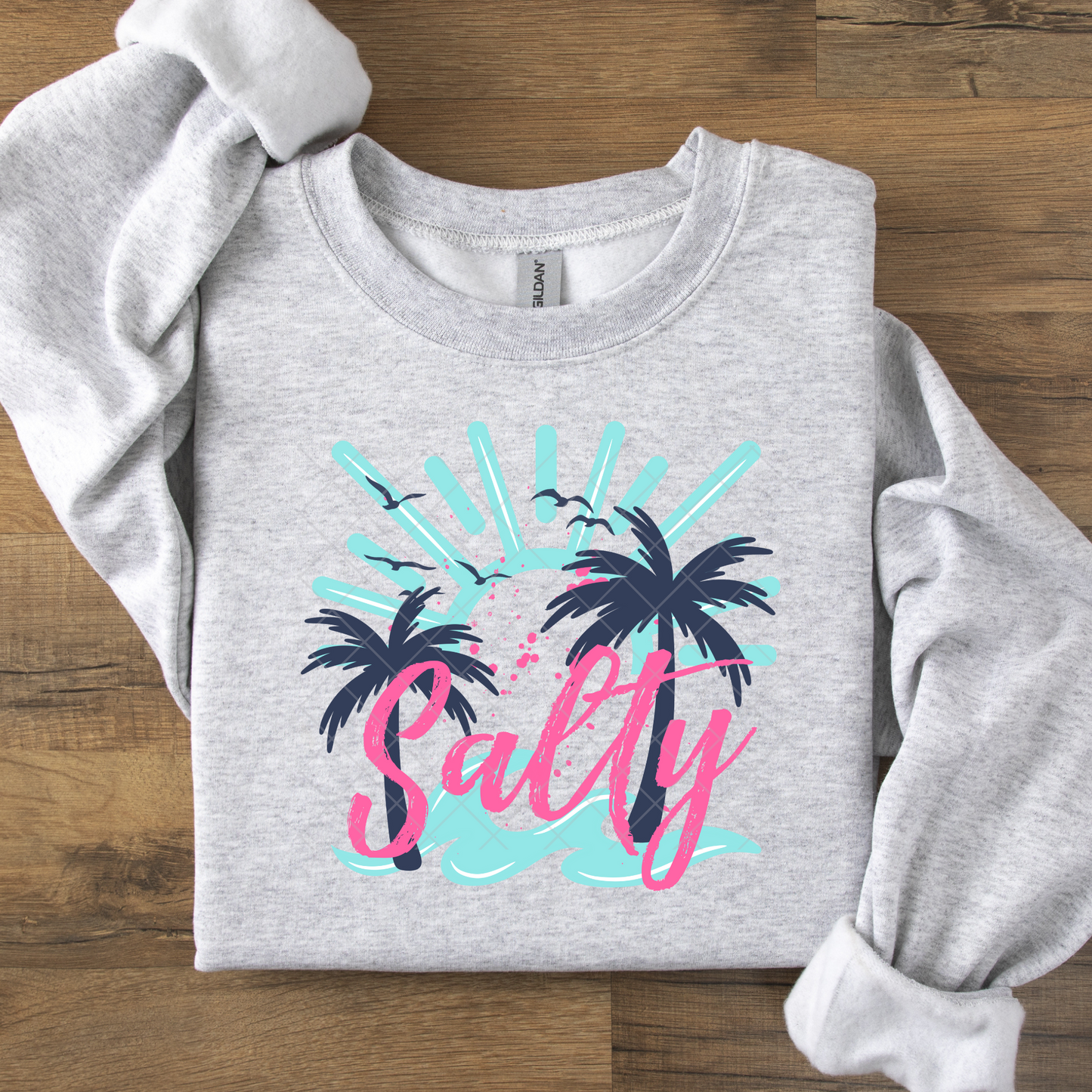 Salty Beach and Palm Trees DTF Transfer