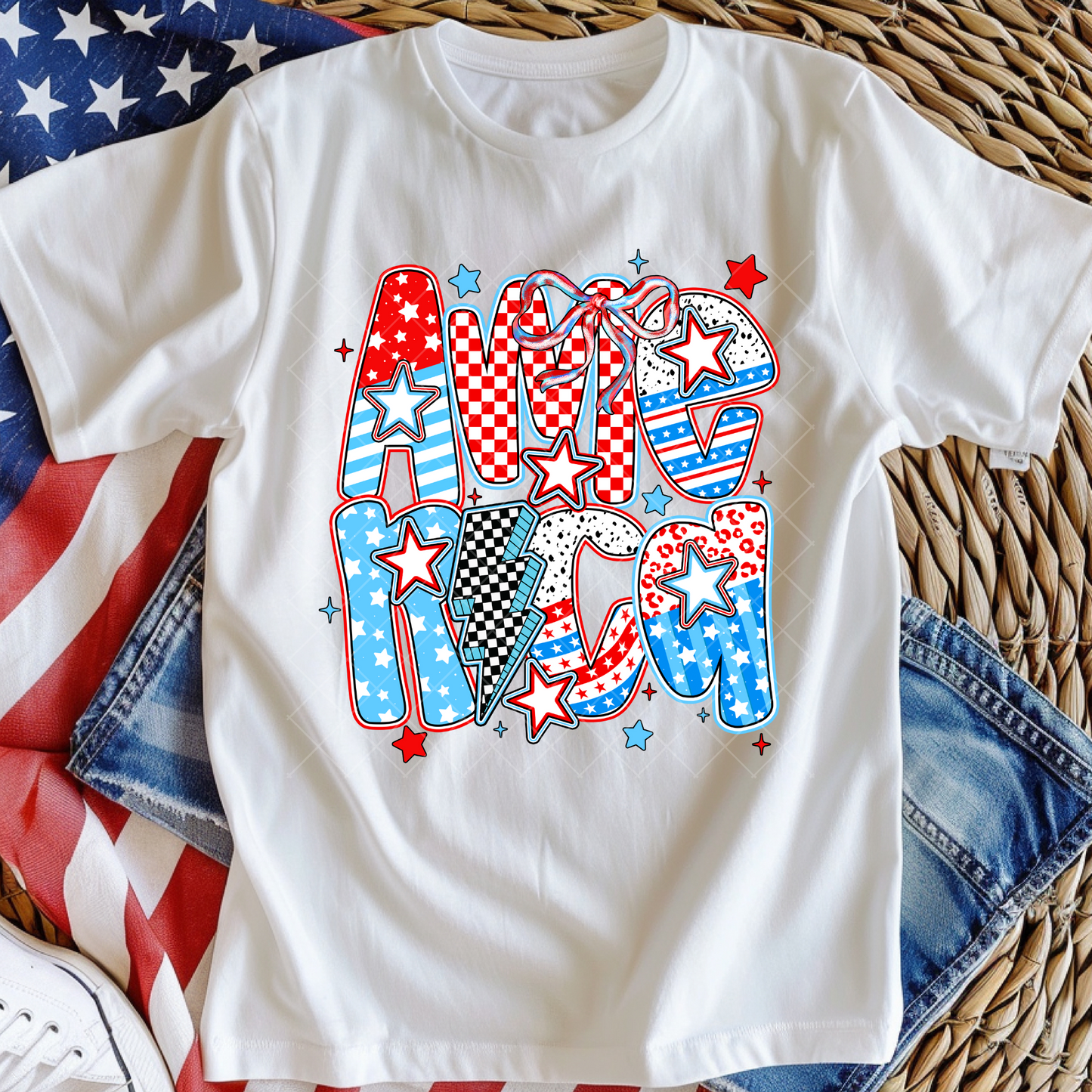 America Patterned Cute DTF Transfer