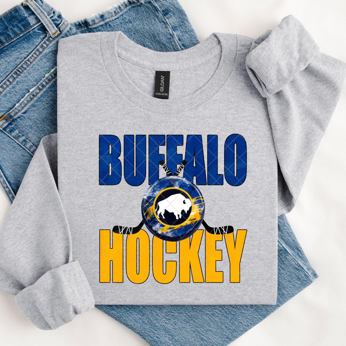 Buffalo Hockey Faux Sequins DTF Transfer