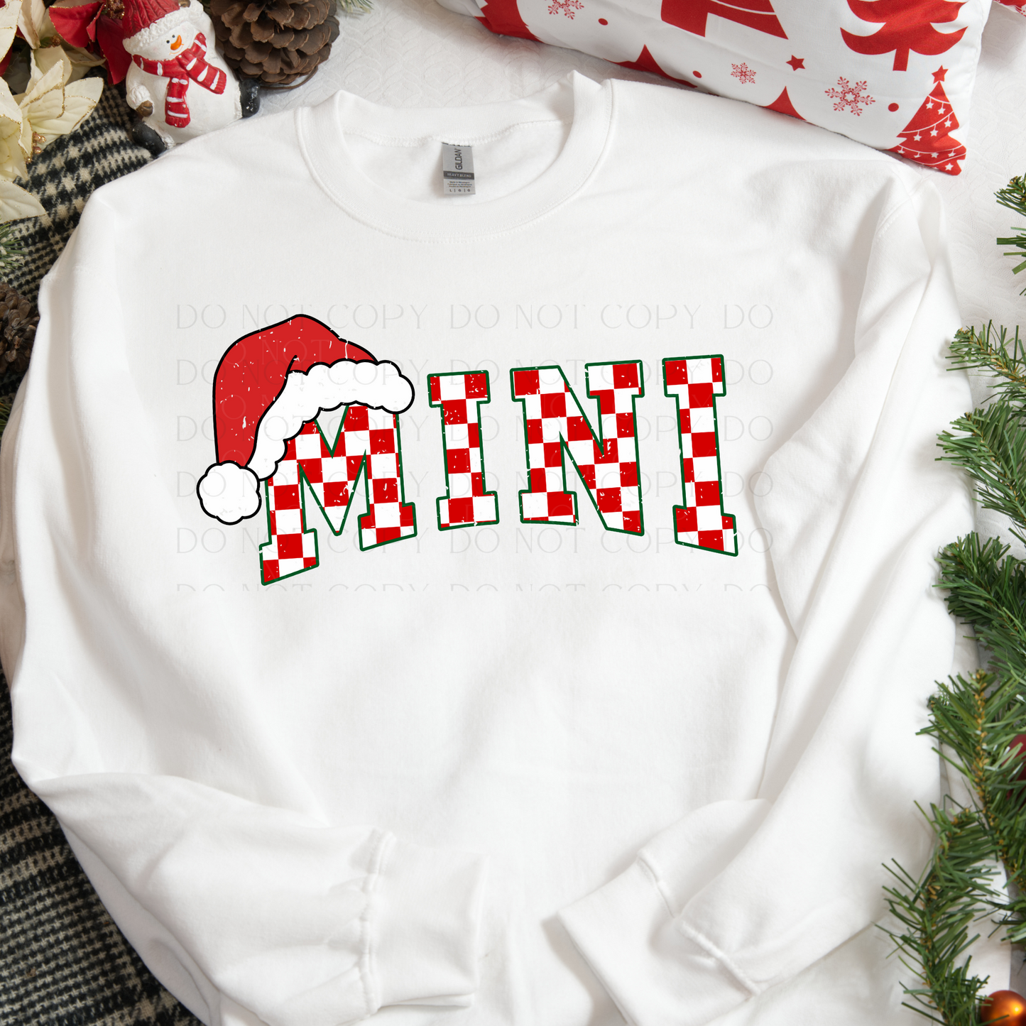 Mini Christmas Red or Green Check DTF Transfer