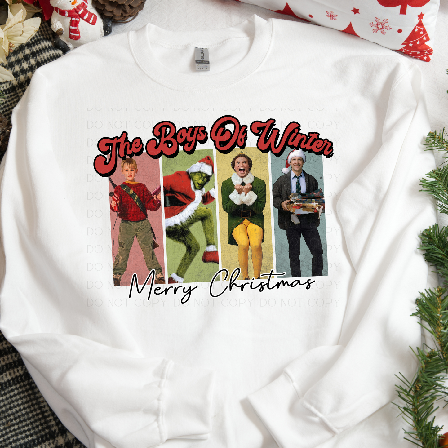 The Boys of Winter Merry Christmas Characters DTF Transfer