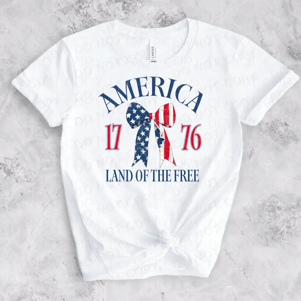 America Land Of The Free Croquette Bow Dtf Transfer